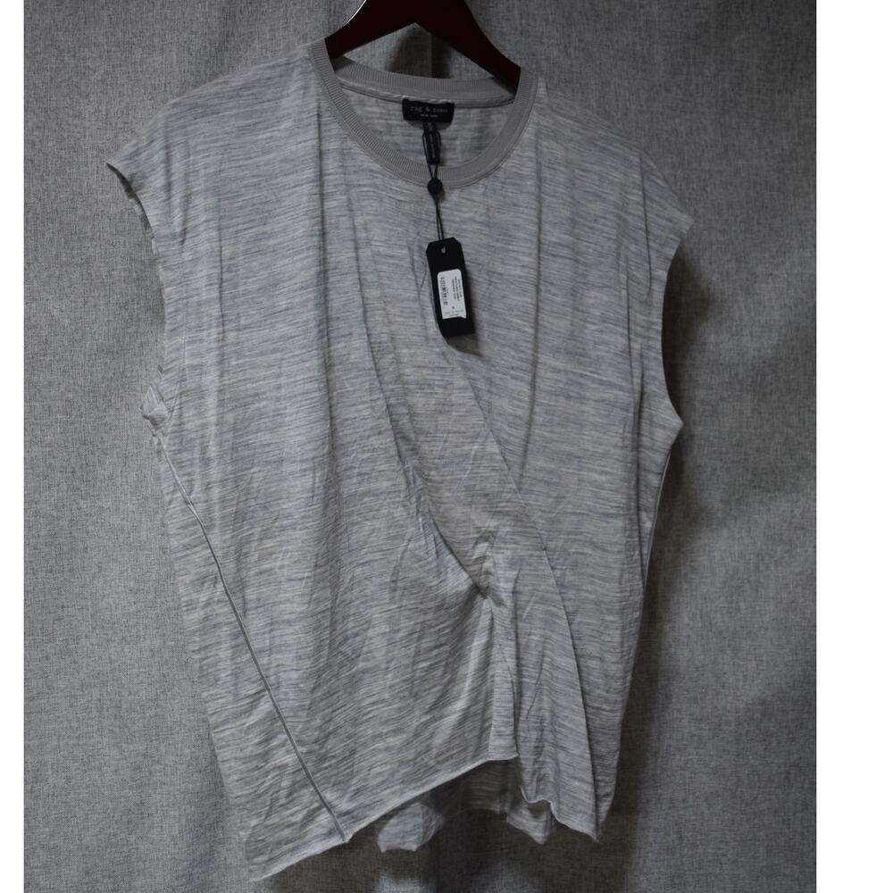 Rag & Bone Gray Sleeveless Drape Front Top Womens M